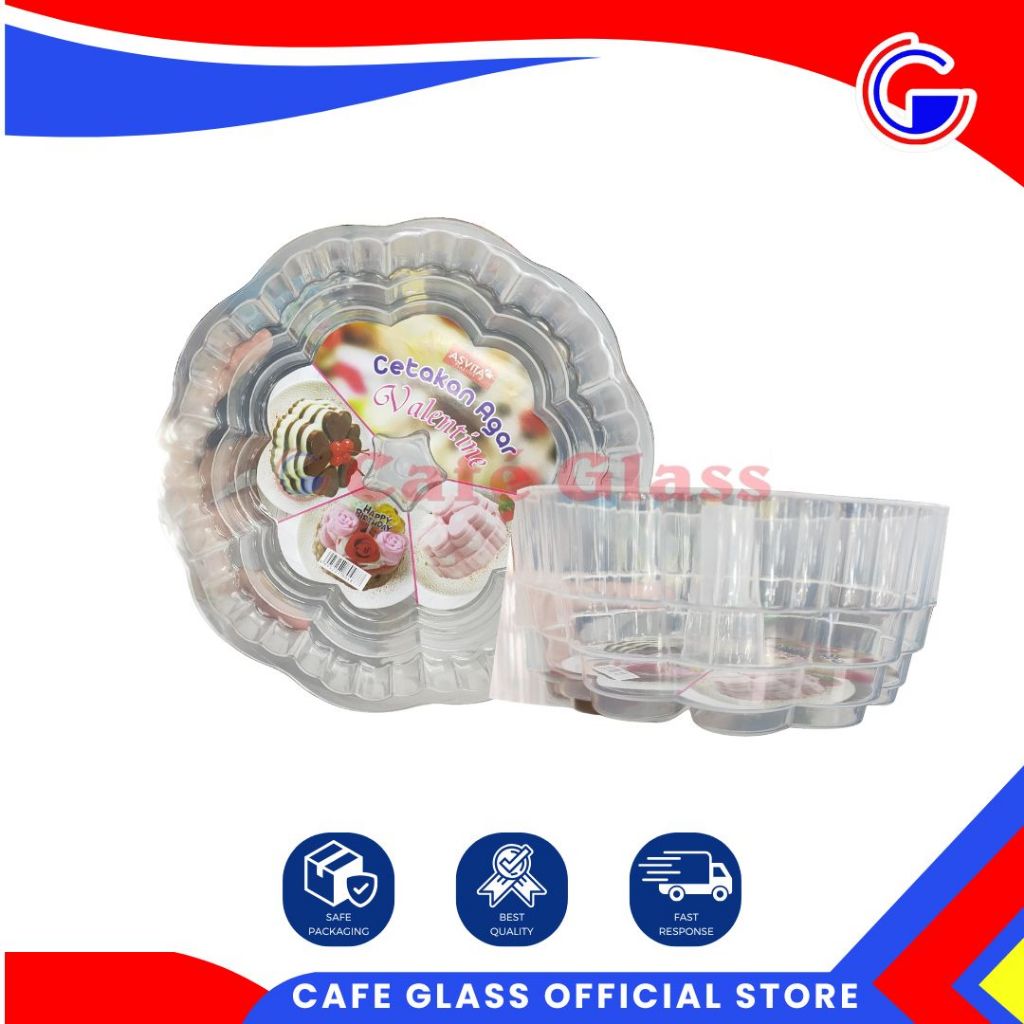 Cetakan Puding Jelly Besar Bentuk Bunga Hati -  Baking Valentine Asvita - Cetakan Bolu Ketan Hitam