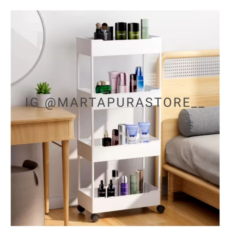Jual RAK 4 SUSUN ADA RODA (PUTIH) / (HITAM) | Shopee Indonesia