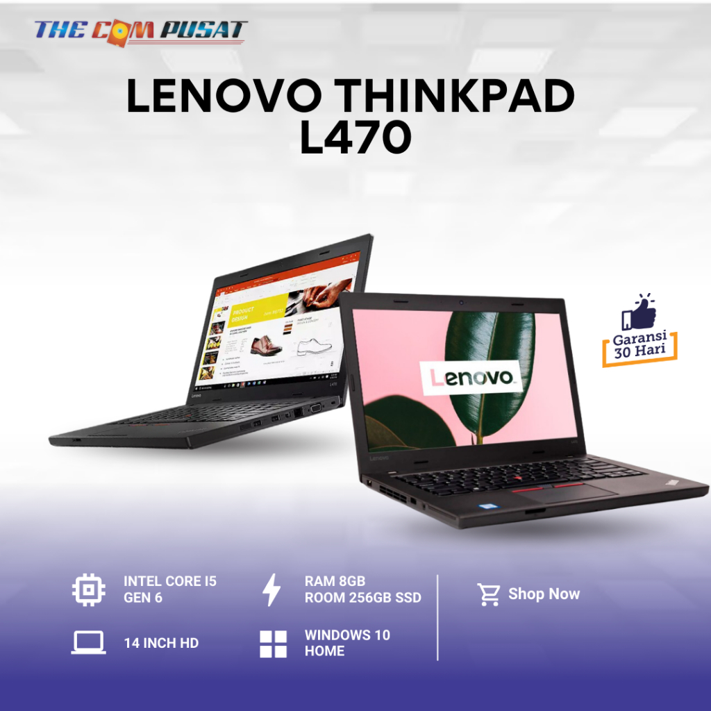 Jual Laptop Lenovo Thinkpad L470 i5 gen6 RAM 8GB SSD 256GB 14inch Murah ...