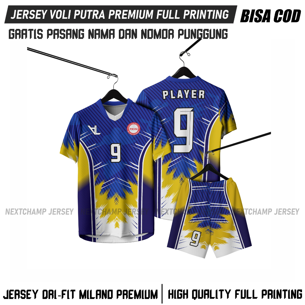 Jual Jersey Voli Putra Premium Quality Full Printing Terbaru