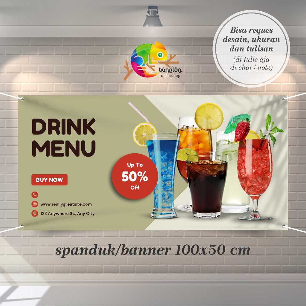Jual Cetak Spanduk Banner Red And Green Bold Drink Menu | Shopee Indonesia