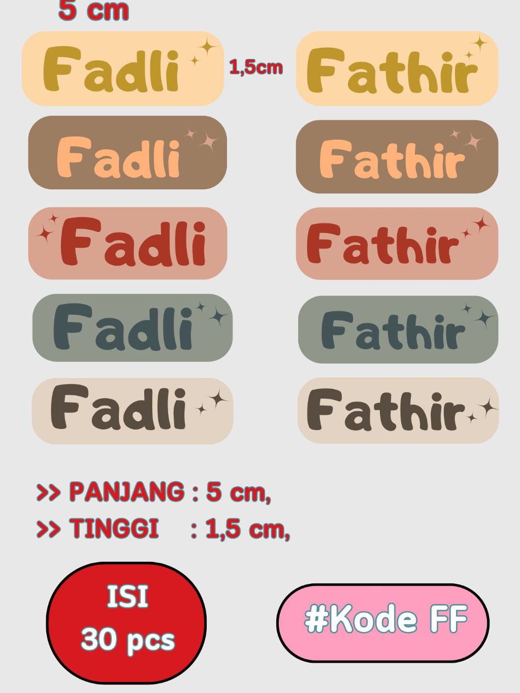 Jual Label nama Setrika / stiker untuk semua jenis Kain / Sablon Nama ...