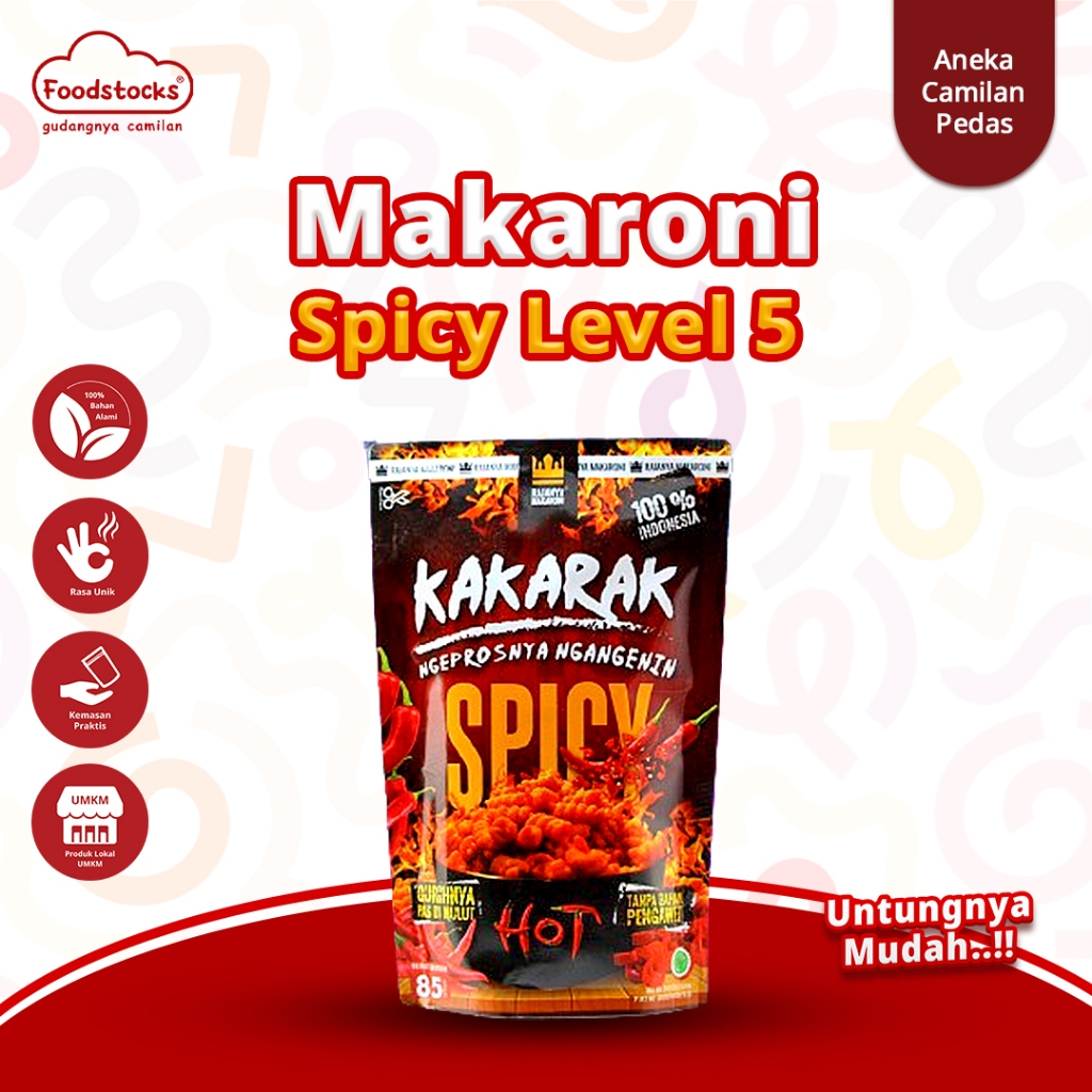 Jual Kakarak - Makaroni Spiral Rasa Spicy Level 5 Pedas Gurih 85gr ...