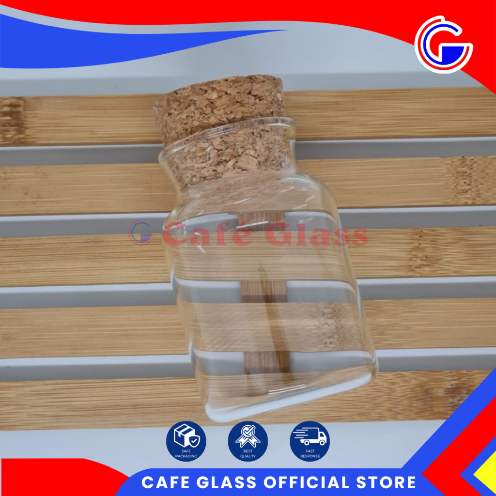 Botol Kaca Tutup Gabus Cork Set 3 Pcs 150Ml - Glass Jar Bottle Souvenir Asi - Winox Aladdin
