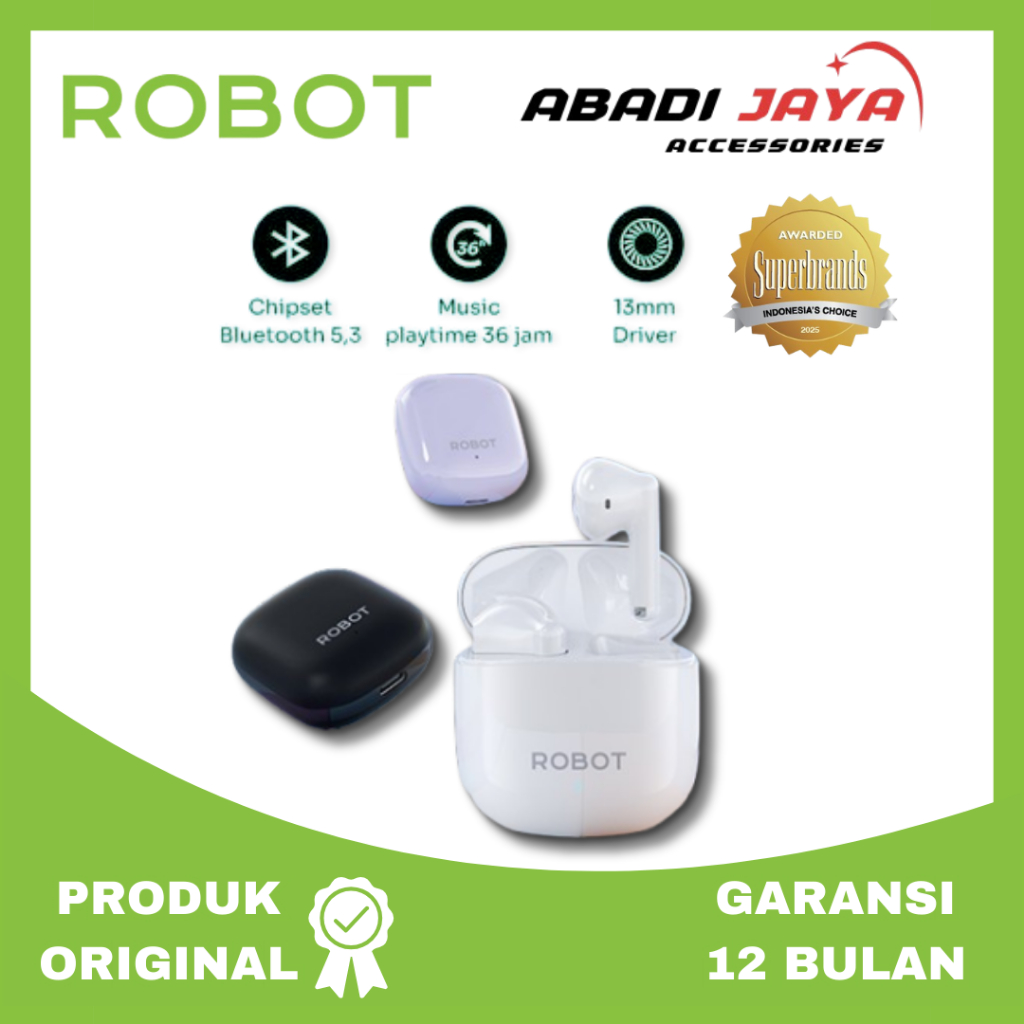 Jual ROBOT TWS T60 HALF EAR WIRELESS 13MM DRIVER BLUETOOTH 5.3 | Shopee ...