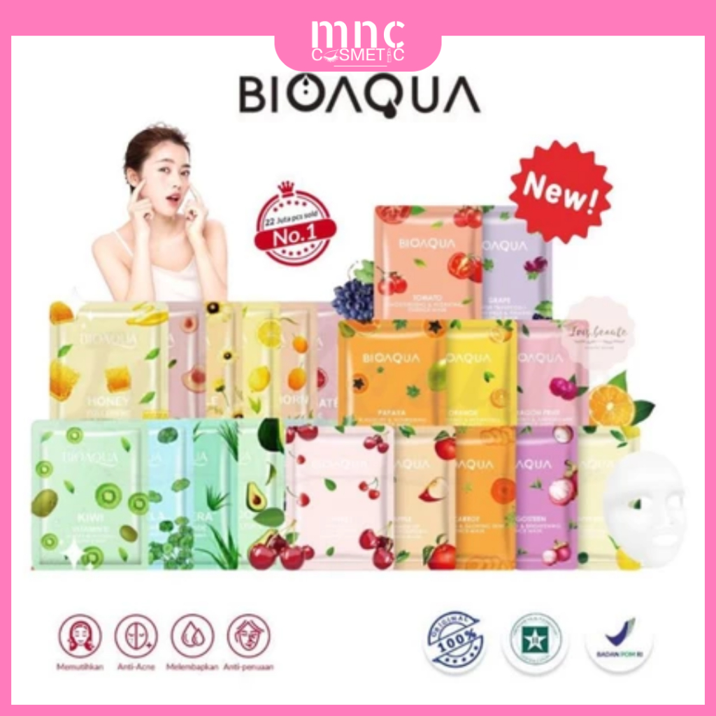 BIOAQUA - SHEET MASK BRIGHTENING ESSENCE FACE MASK ANTI AGING MASKER WAJAH