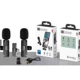 Microphone Wireless Clip On Vlog K9 2 Mic Portable New (Macc)