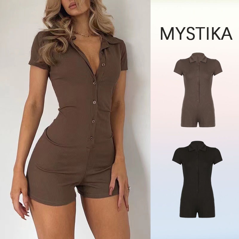 Jual Mystika Rapcopter Dasar Spice Girl Kaos Jumpsuit Wanita Polo Neck Buckle Slim Fit Naked