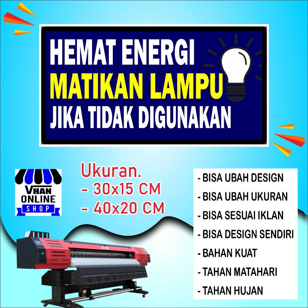 Jual Cetak Sticker Tempelan Peringatan Matikan Lampu Biru | Shopee ...