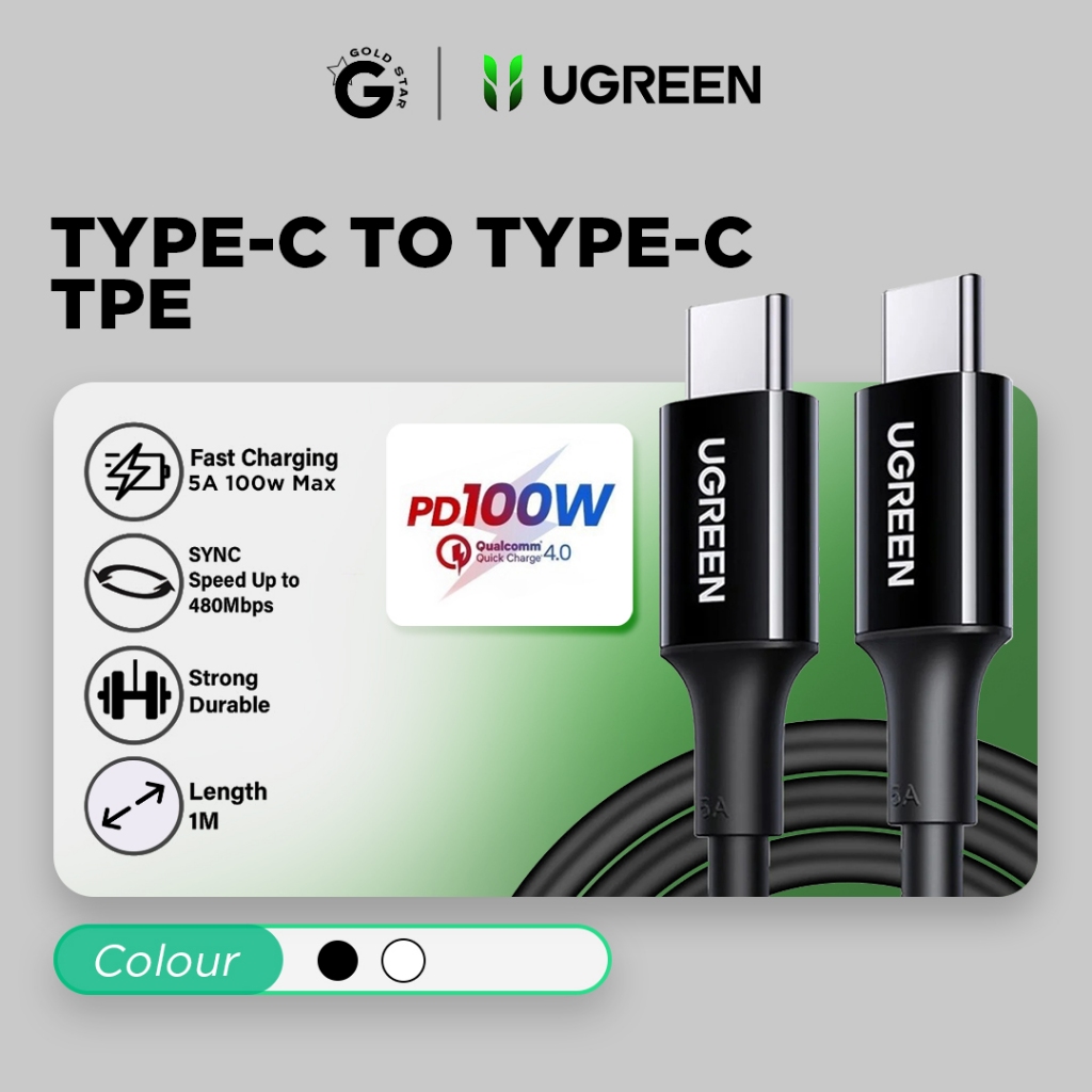 Jual Ugreen Kabel Data Type C To Type C 2.0 PD Fast Charging 100W 5A ...