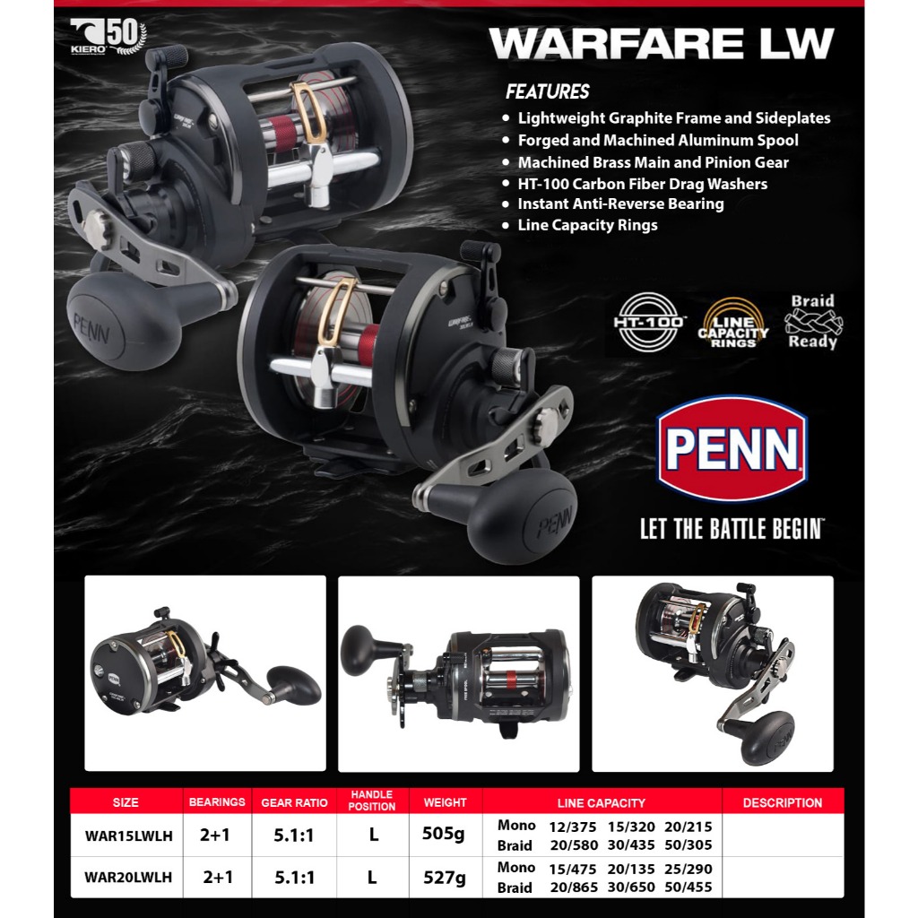 thumbnail image 2 of Penn Warfare Level Wind Multiplier Sea Fishing Reel – Size 15, 20, Or 30, Right Hand, Star Drag 2 of 4