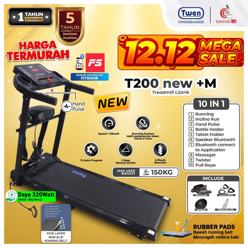 Jual Twen T200WA New T200WAM T200 New Massager Treadmill Listrik Treadmil Elektrik Treadmill Motorized Treadmil Termurah Shopee Indonesia