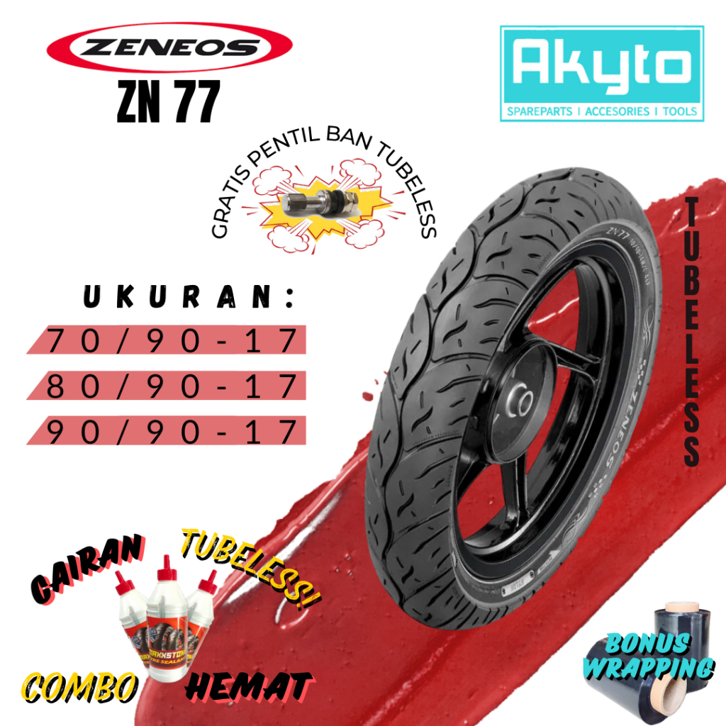 Jual BAN ZENEOS ZN 77 RING 17 / BAN TUBELESS FREE PENTIL + WRAPPING R17 ...