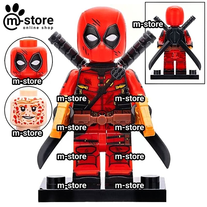 Jual brick deadpool wolverine golden desert eagle guns block mini toy ...