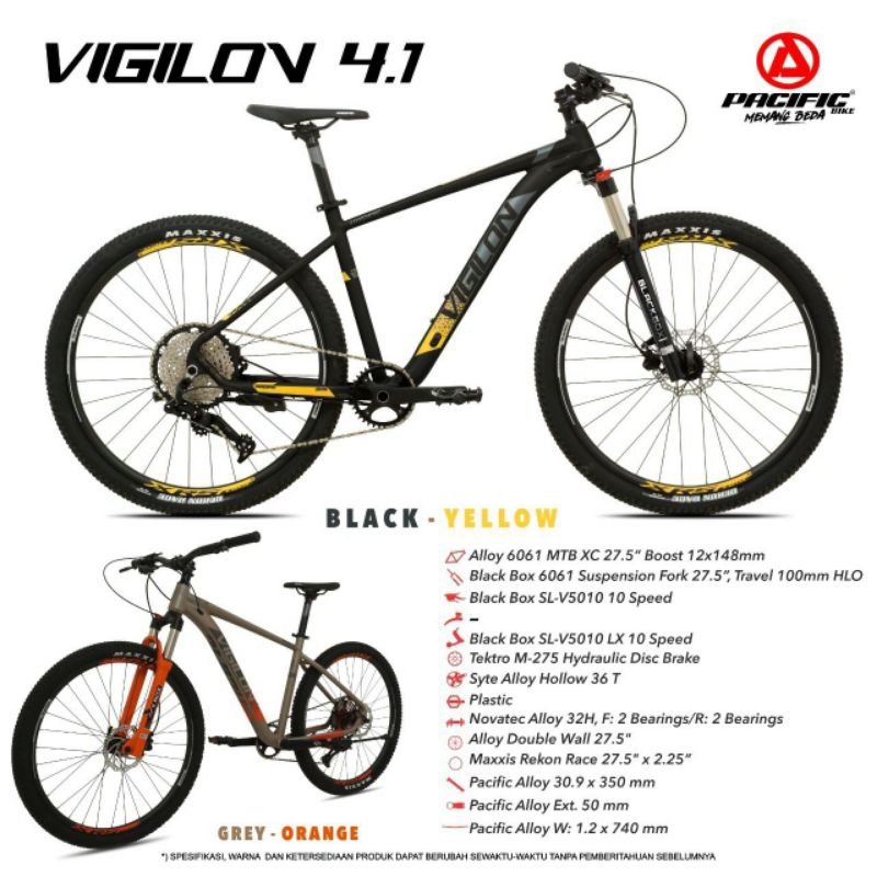 PROMO SEPEDA GUNUNG MTB 27.5 INCH PACIFIC VIGILON 4.1 / EXOTIC 2612 SLX ALLOY REM HYDRAULIC