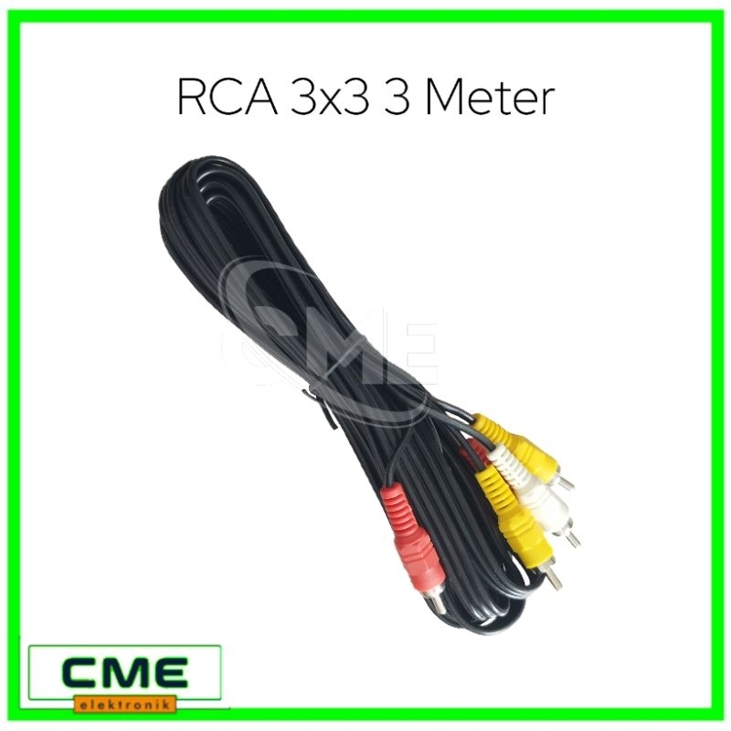 Jual Kabel Jack Jek RCA 3 Meter / 3 Warna / Merah Kuning Putih Kualitas ...