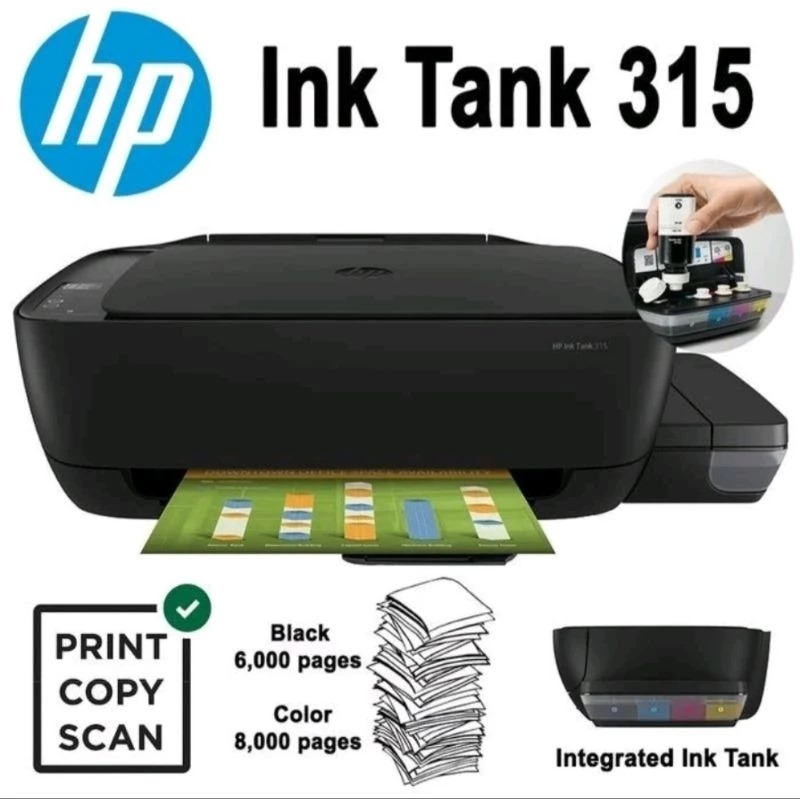 Jual Printer Hp Ink Tank 315 All in One Print Scan Copy bawaan infus ...