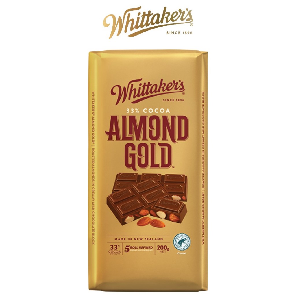 Jual WHITTAKERS ROASTED ALMOND GOLD 200gr WHITTAKER'S CHOCOLATE ...