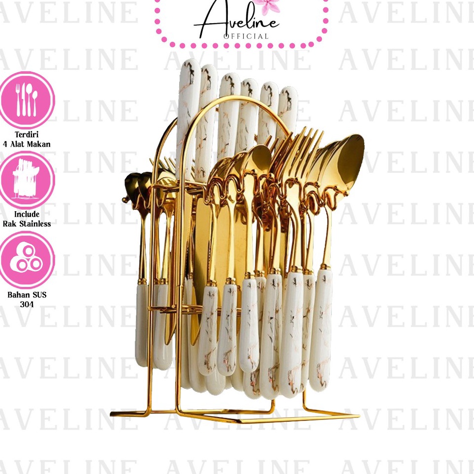 Jual Produk Termurah Aveline Sendok Set Sultan Sendok Gold Cutlery Set ...