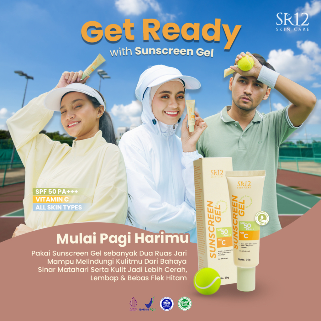 Jual Sunscreen Gel SR12 SPF50 PA+++ With Vit.C Collagen No Whitecast ...