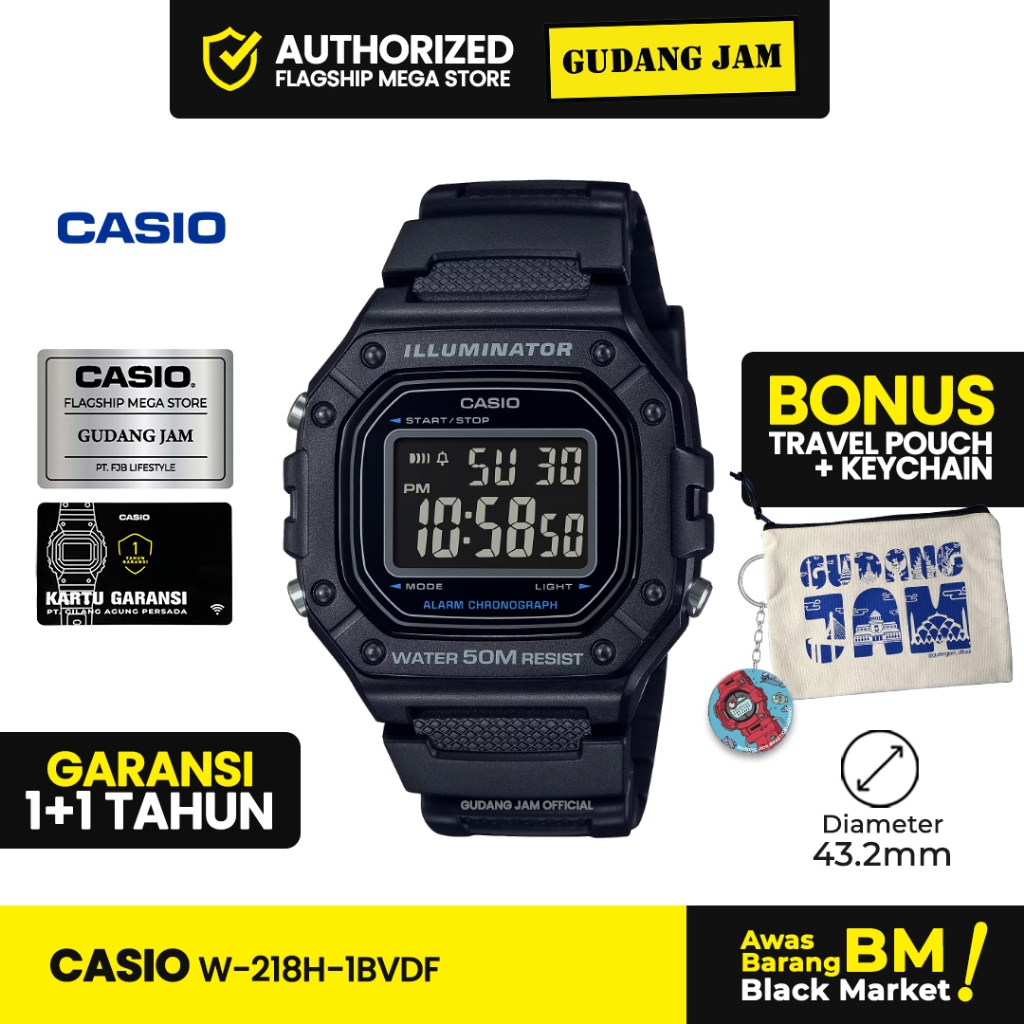 Casio General W-218H-1BVDF W-218H-1B W-218H W218H W 218H