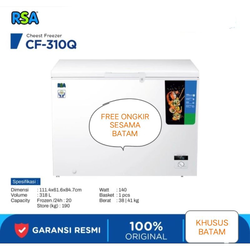 Jual RSA CF-310Q CHEST FREEZER UKURAN 310LITER GARANSI RESMI | Shopee ...