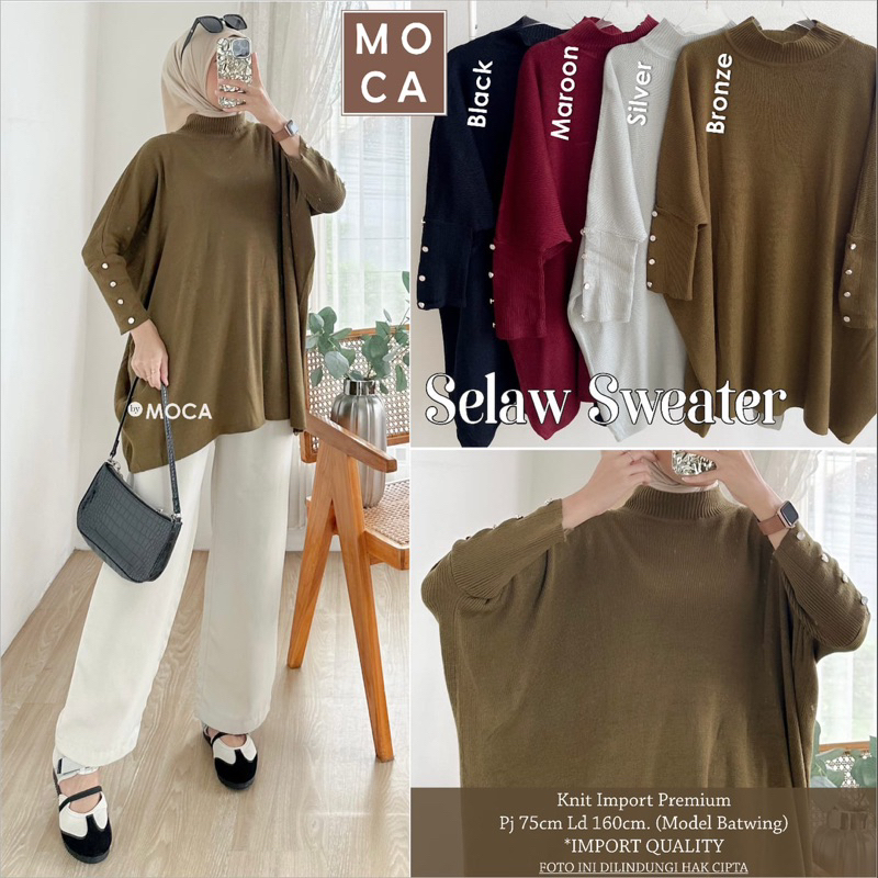 Jual SELAW SWEATER KNIT POLOS JUMBO by Moca | Shopee Indonesia