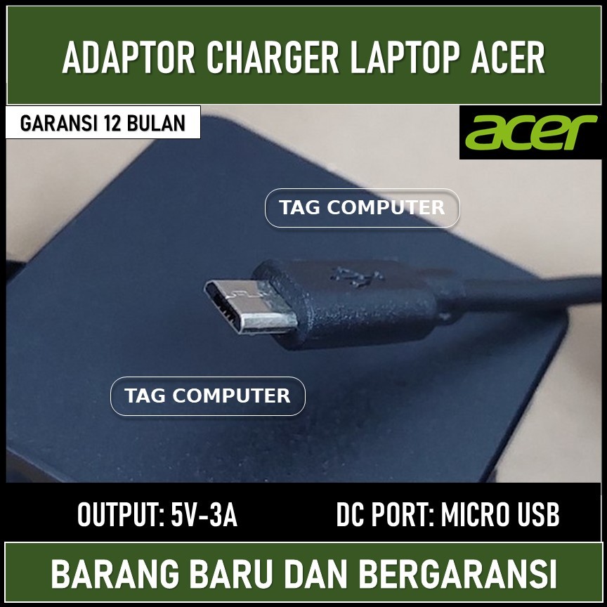 Jual ADAPTOR CHARGER ACER ONE 10 SERIES MODEL ADP-15SB COLOKAN MICRO ...
