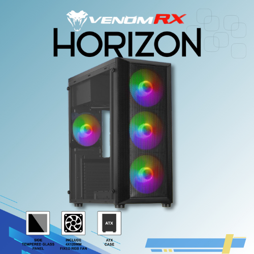 Jual Venom RX Horizon Case Gaming RGB Include 3 Fan M_ATX/ATX | Shopee ...