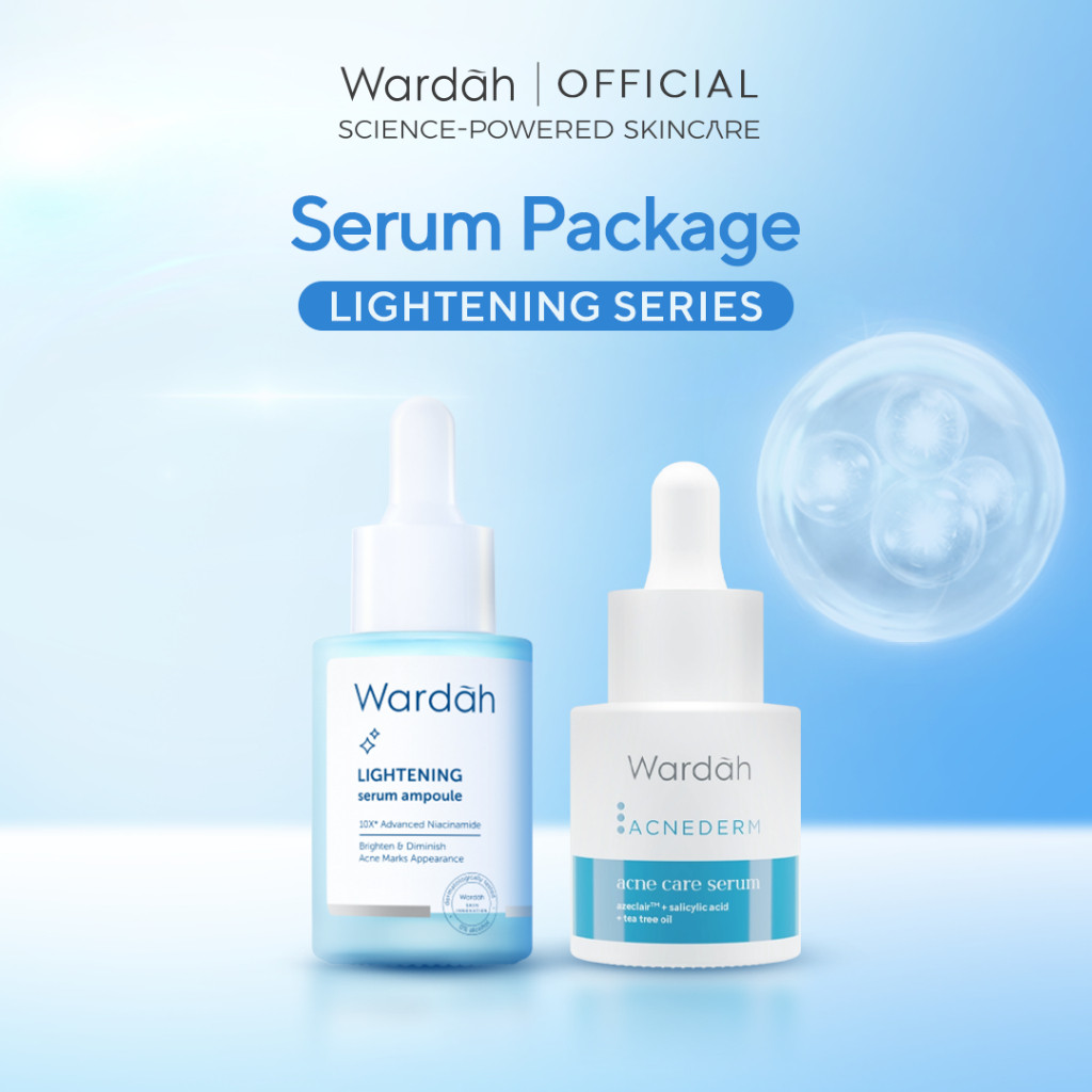 Wardah Acne Solver Acnederm Acne Care Serum with Azeclair + Lightening Serum Ampoule Anti Bluelight with Niacinamide