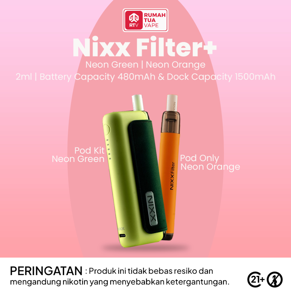 Jual NIXX FILTER+ POD VAPE 2ML BATTERY 480MAH & DOCK 1500MAH | Shopee ...