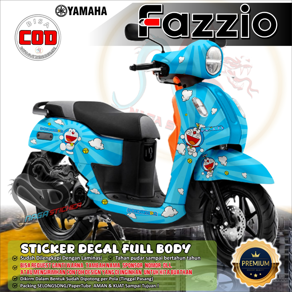 Jual Bisa COD Decal Sticker Full Body Yamaha Fazzio Variasi Doraemon ...