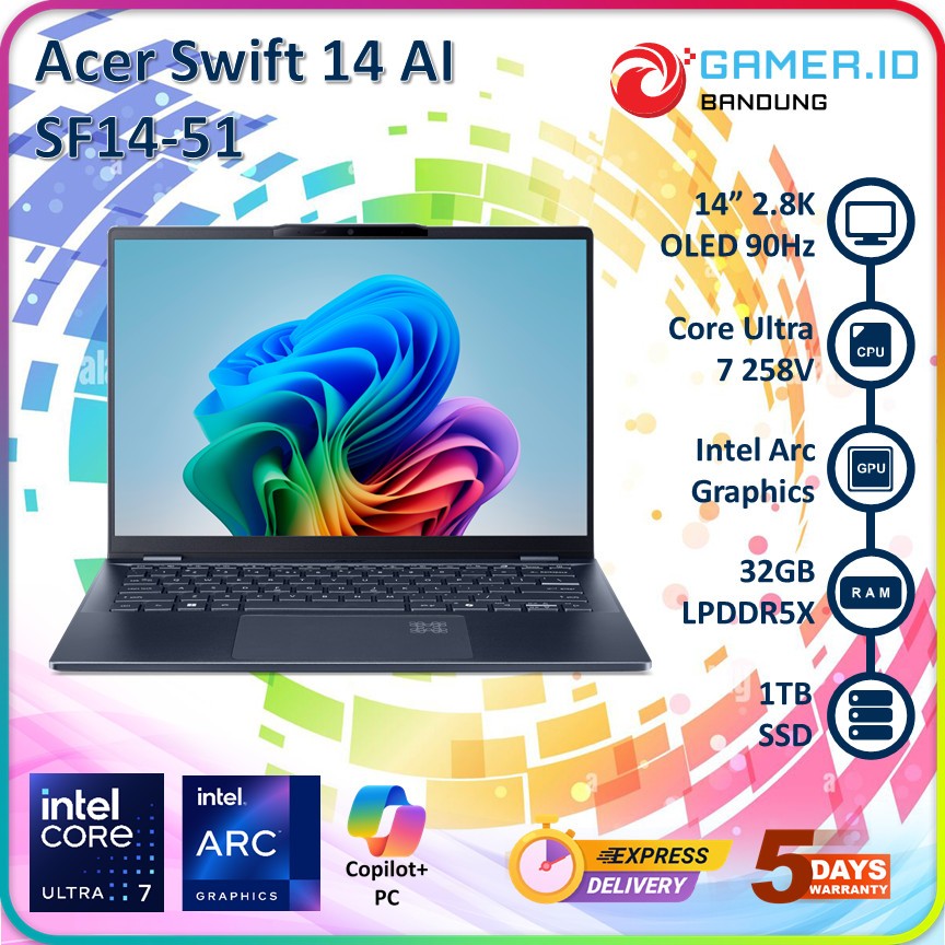 Jual ACER SWIFT 14 AI SF14-51 ULTRA 7 258V 32GB 1TB 14