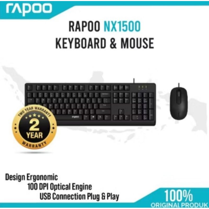 Jual RAPOO NX1500 Keyboard & Mouse | Shopee Indonesia