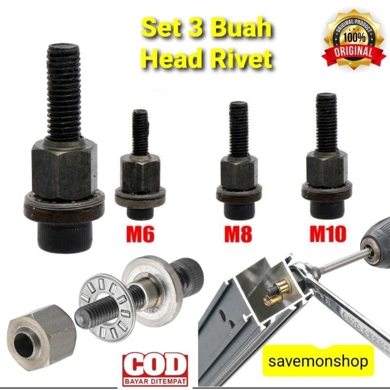 Jual Tang Rivet + 6 Head Rivet M3 M4 M5 M6 M8 M10 Hand Rivet Nut ...