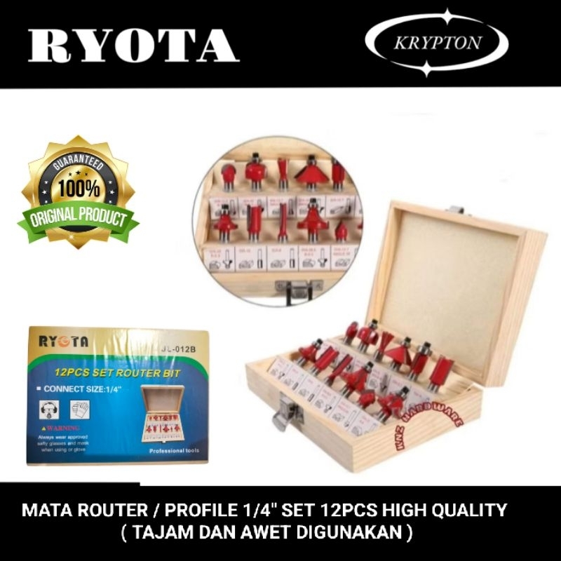Jual ryota mata router / profile set 12pcs 1/4