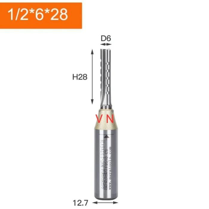 Jual Mata Router/Profil CNC 3 Mata/Flute 6mm x 28mm As 1/2 Straight ...