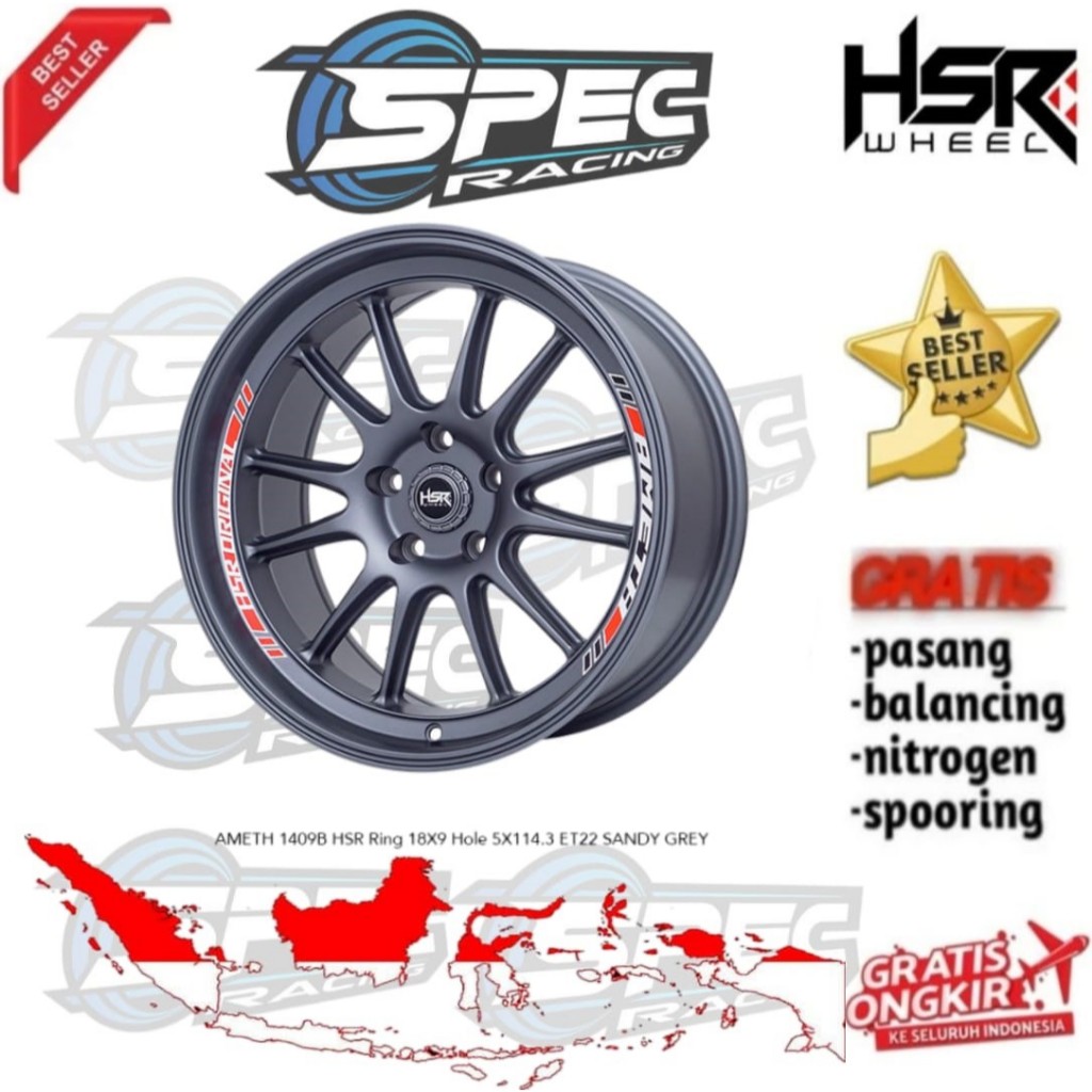 Jual Velg Mobil R18 HSR AMETH Pelek Racing Ring 18 Lebar 9 ET 22 Untuk ...