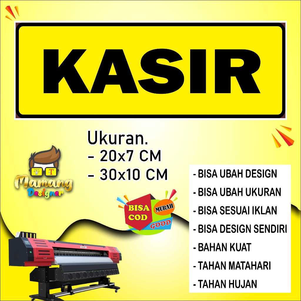 Jual Sticker Tempelan Untuk Di Depan Kasir Bahan Glosy Kuning | Shopee ...