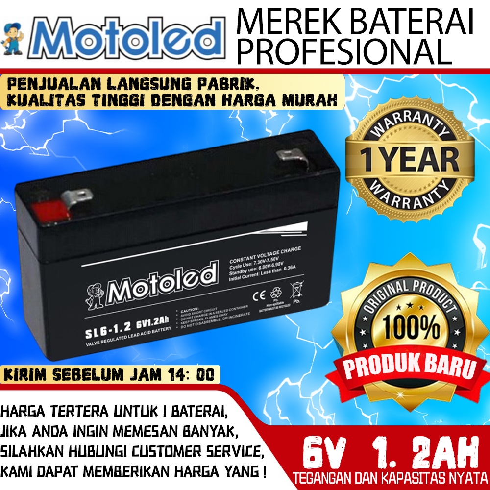 Jual MOTOLED Aki Mobil Mainan ASLI Aki 6V12AH Aki Kering Sinleader 6 ...