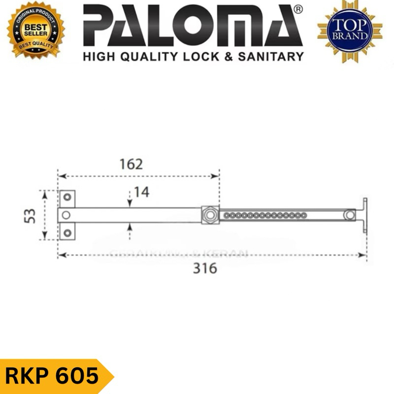 Jual PALOMA RKP 605 Hak Angin Ramskar Putar Penahan Jendela Panjang ...