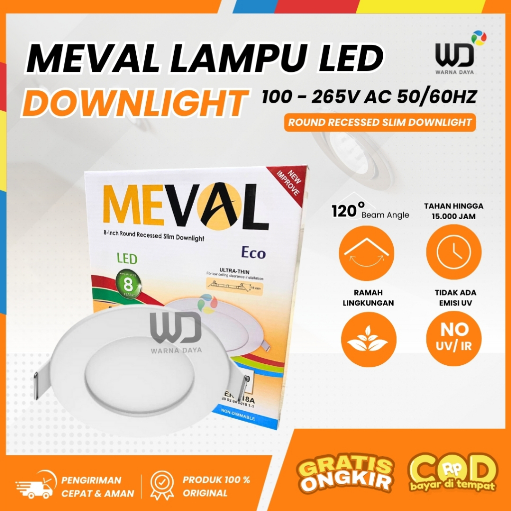 Jual MEVAL LED SLIM DOWNLIGHT ECO BULAT – Recessed Inbow (PUTIH ...