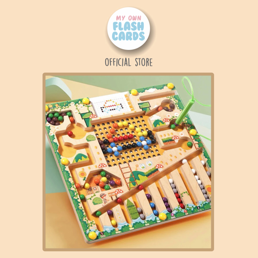 Jual Variety Beads Magnetic Wooden Maze - Color Sorting Pattern ...
