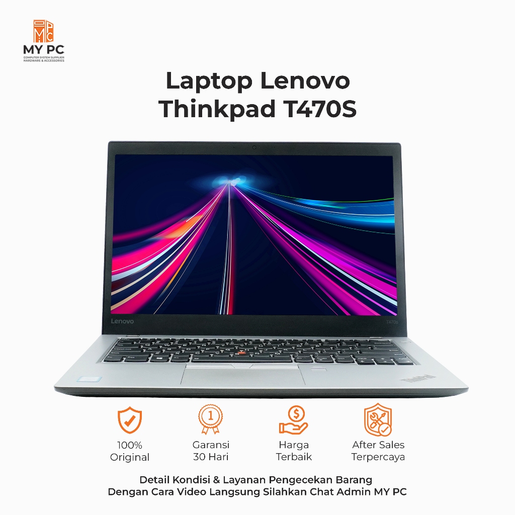 Jual Laptop Lenovo Thinkpad T470S Core i5-7300 GEN7 - 14