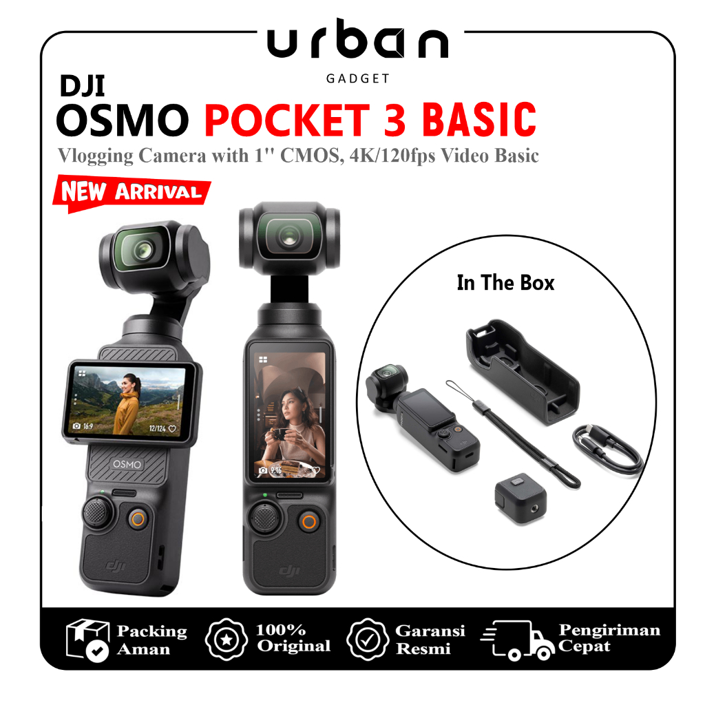 DJI Osmo Pocket Basic Vlogging Pocket Gimbal Camera with 1'' CMOS  4K/120fps Video Resmi
