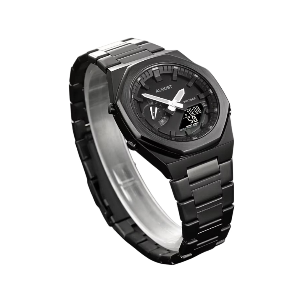 Jual Almost Studio Paladin Dual Time Black Watch – Jam Tangan Stainless ...
