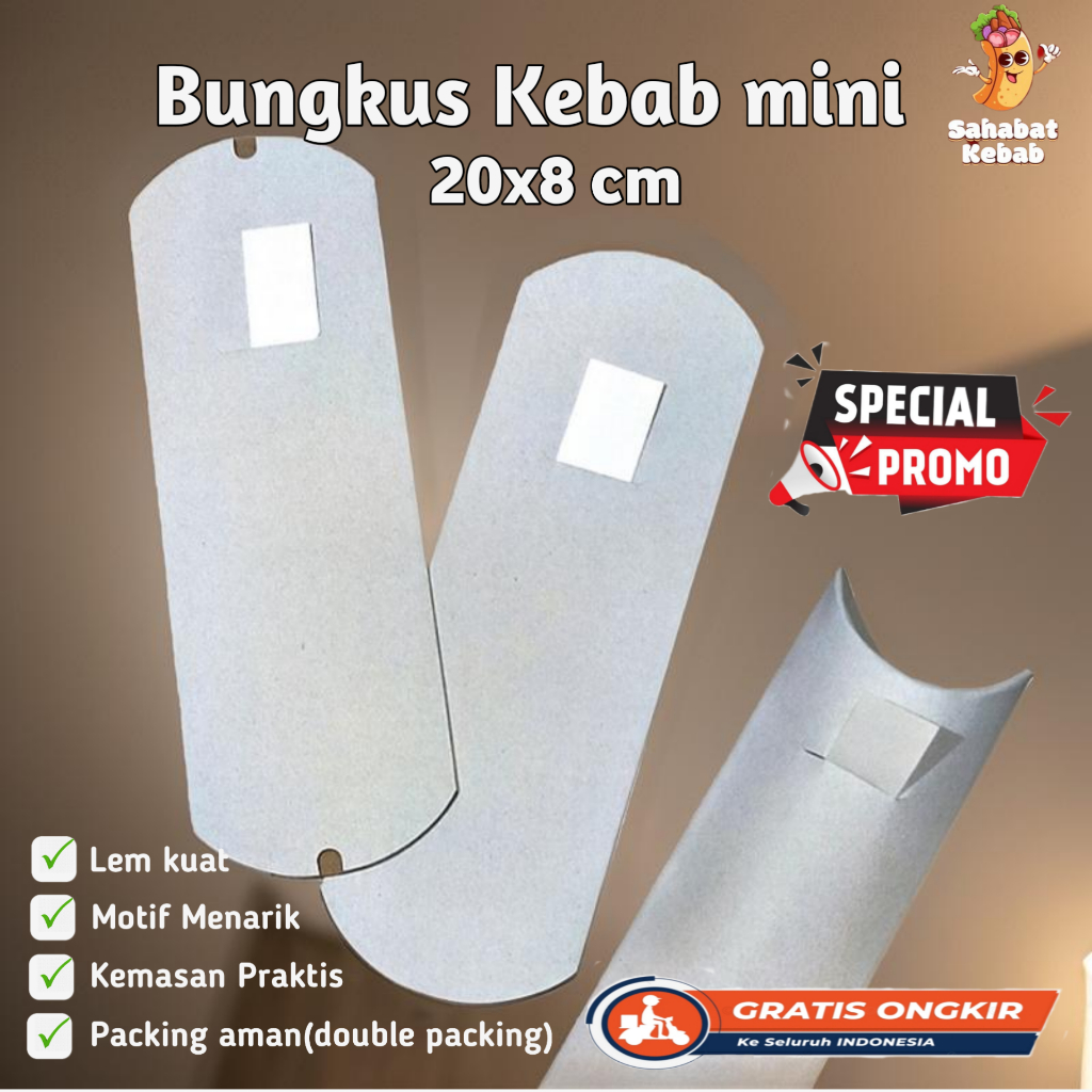 Jual Kertas kemasan kebab Mini Polos untuk Packaging isi 100 pcs, Wadah ...