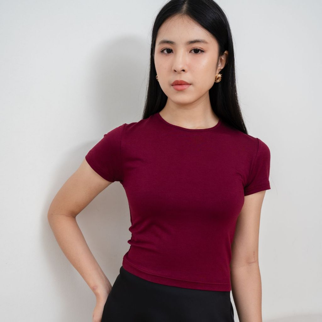 AIJO | Sienna Oneck Top Atasan Wanita Hitam Bodyfit