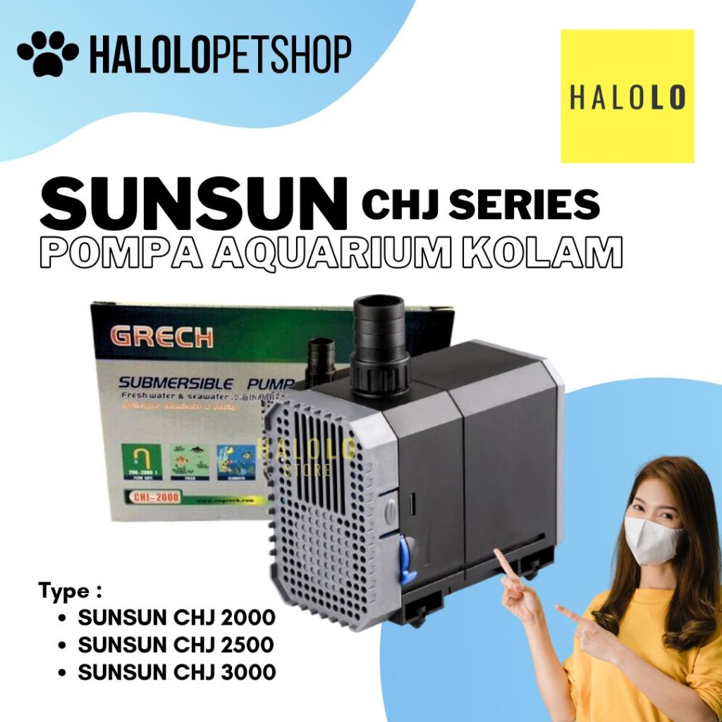 SunSun CHJ-2500 Pompa Sommergibile Per Acquario E Laghetto – 45W, 2500 L/h, Prevalenza 2,7 M – Ricircolo E Risalita A Basso Consumo
