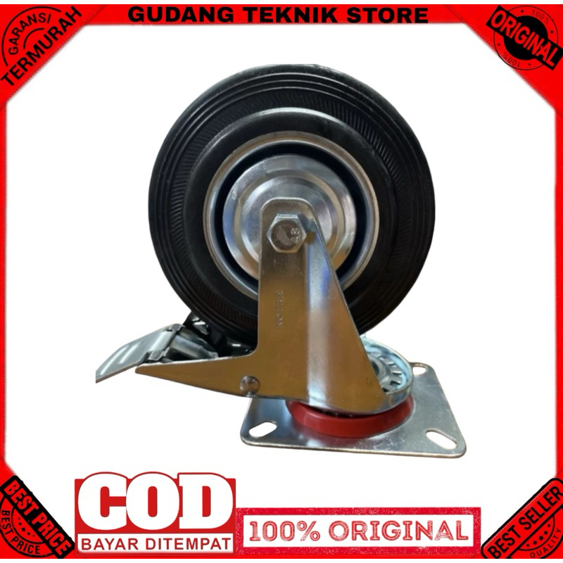Jual Roda karet Hidup Rem 5 inch roda Troli 5 inch Rem Roda Hidup Rem ...